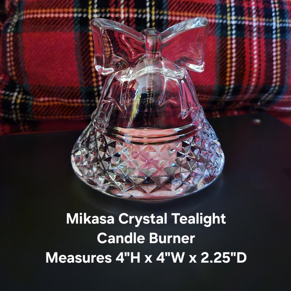 Mikasa Clear Crystal Bell Tealight Holder with Bow Accent